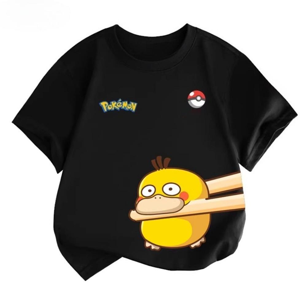 Potdemiel Estate Nuova T-shirt in Puro Cotone con Stampa Pikachu per Bambini, Ragazzi e Ragazze, T-shirt per Bambini Comoda e Traspirante
