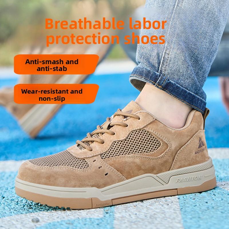 summer breathable mesh safety shoes steel toe safety boots for women lightweight non-slip work shoes for men protective footwear