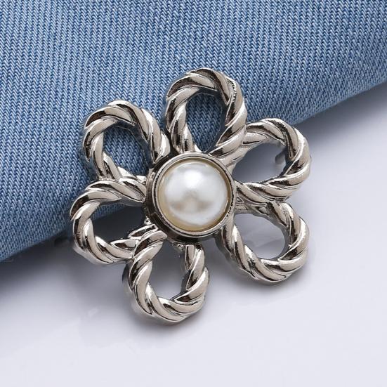 4 Pcs Flower Jeans Buttons Pant Waist Tightener Detachable Decorative Waist Buckles Adjustable No-Sew Pants Clips for Loose Jeans Pants Skirts