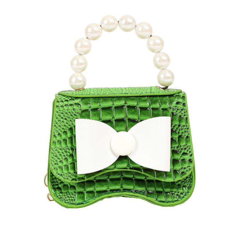 Stylish Mini Chain Crossbody Bag For Kids With Pearl Bow Knot Fashionable Design