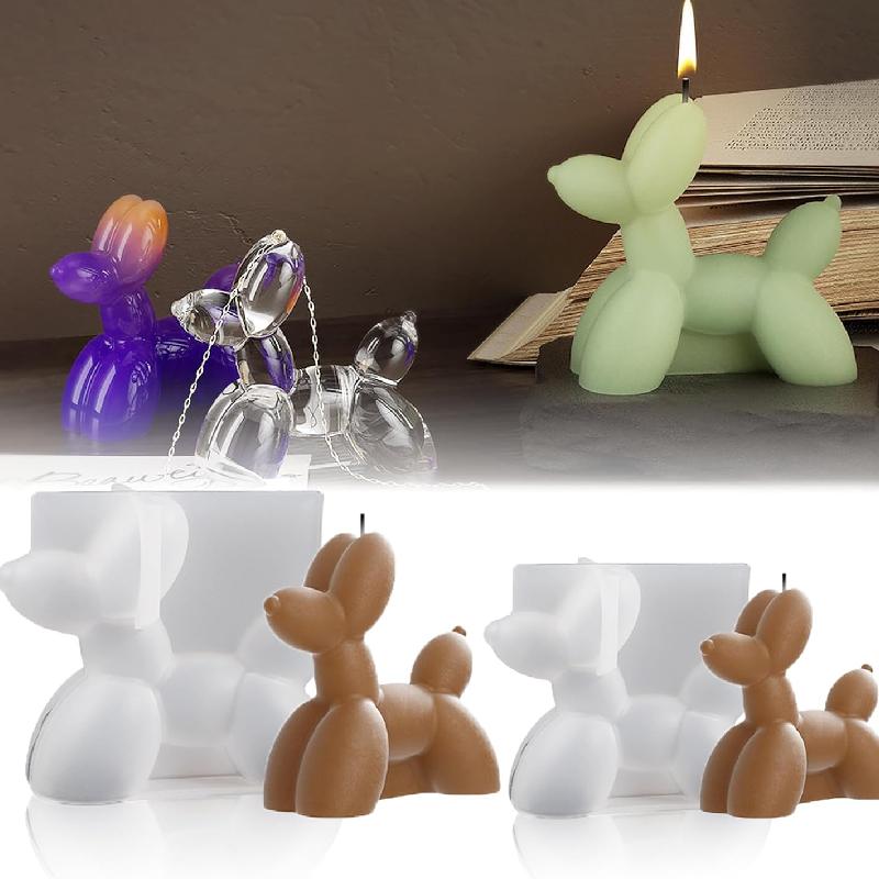 2Pcs 3D Silicone Mold for DIY Candle Making Balloon Dog Stereoscopic Resin Gypsum Aromatherapy Candle Decoration