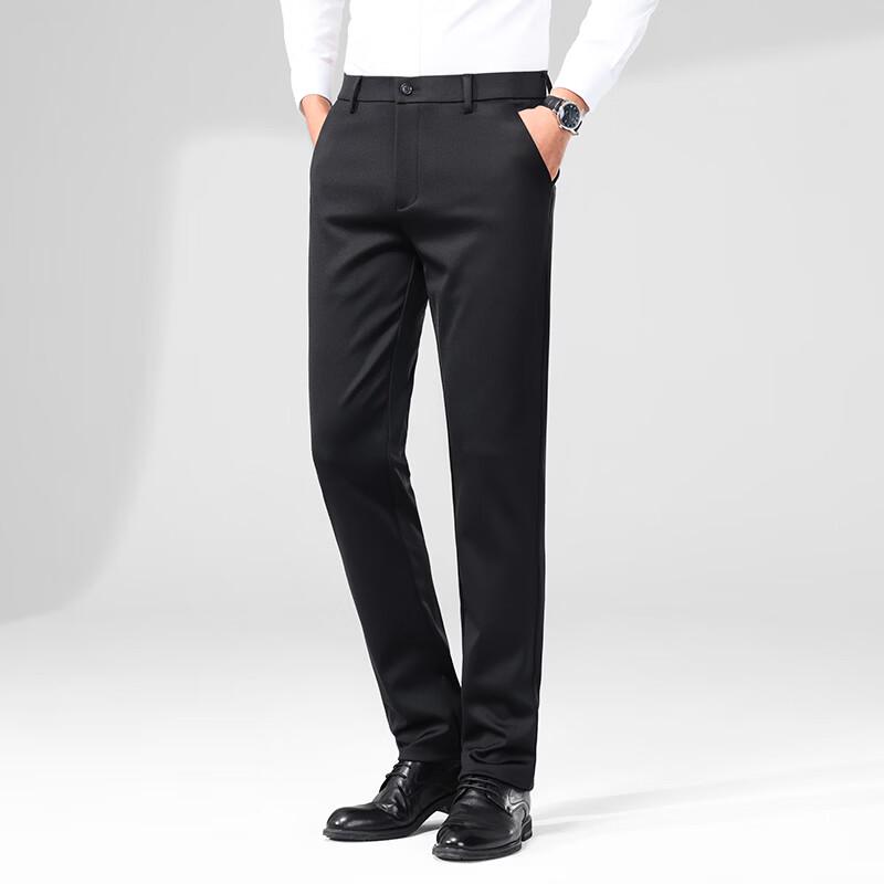 ROMON Men's Wrinkle-Free Elastic Straight Fit Trousers