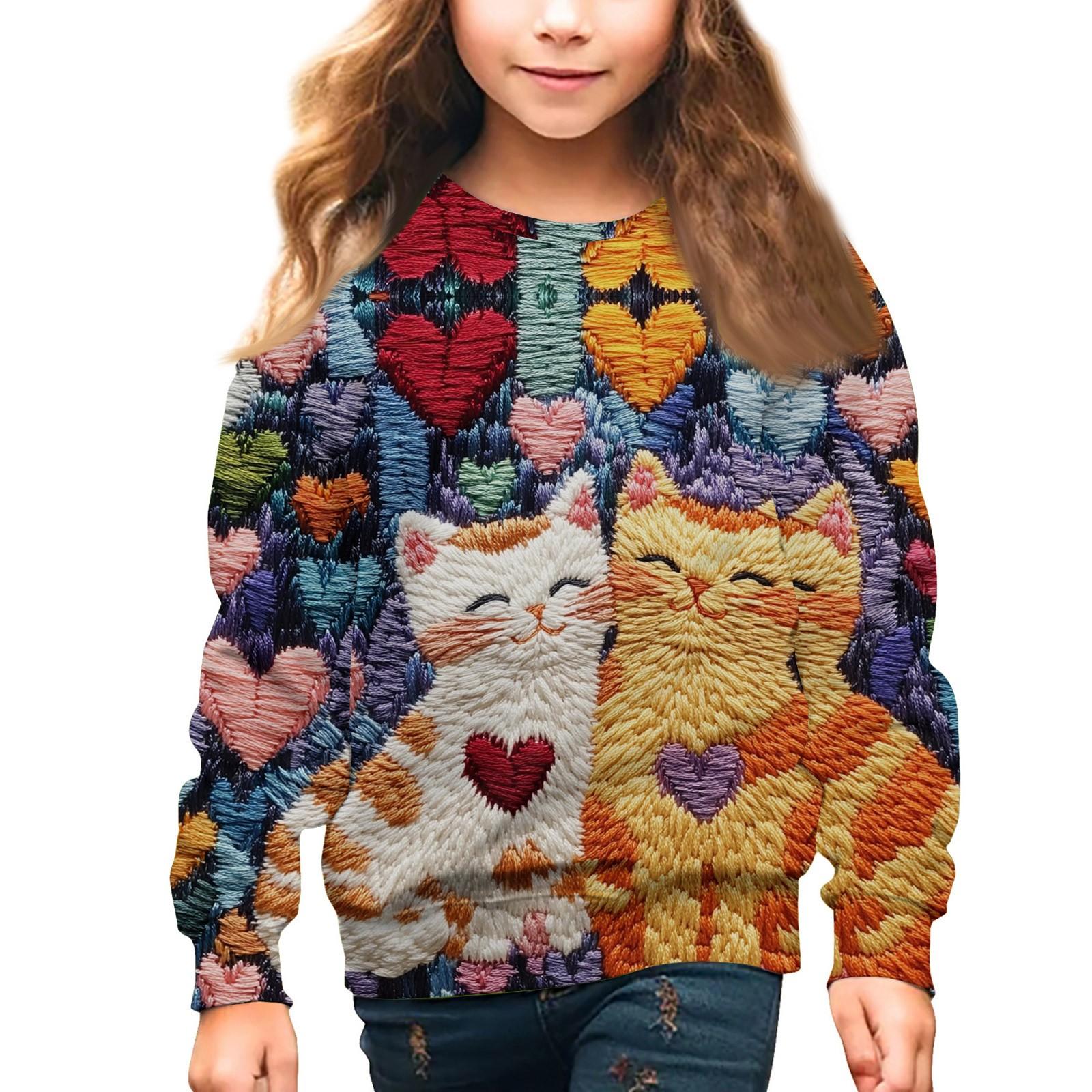 

Мальчики и девочки круглый вырез свитера для детей День святого Валентина вышитый принт топы 100