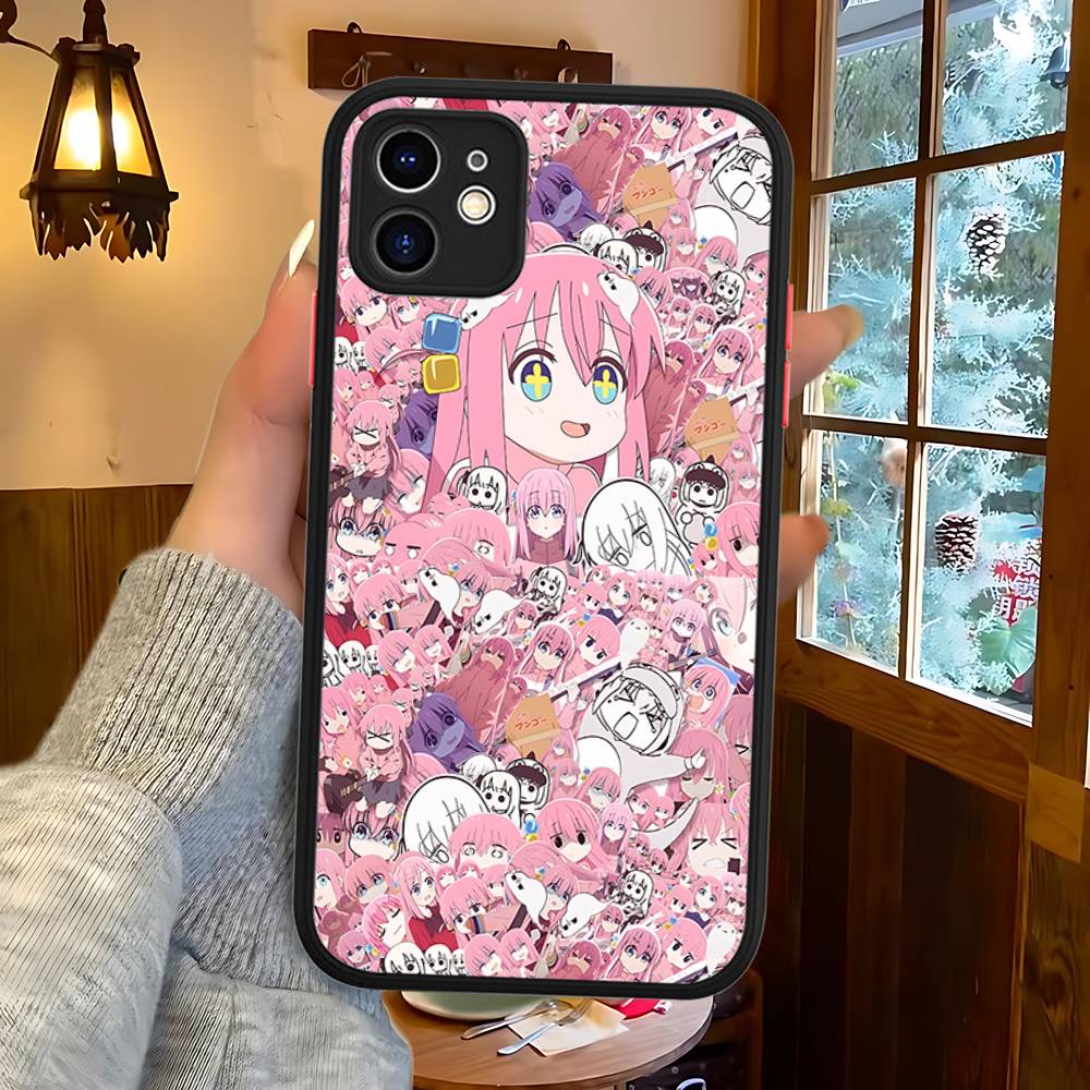 

Anime Bocchi The Rock For IPhone 16 15 14 Plus 13 12 11 Pro Max X XS MAX Translucent Matte Shockproof Cover iphone 14