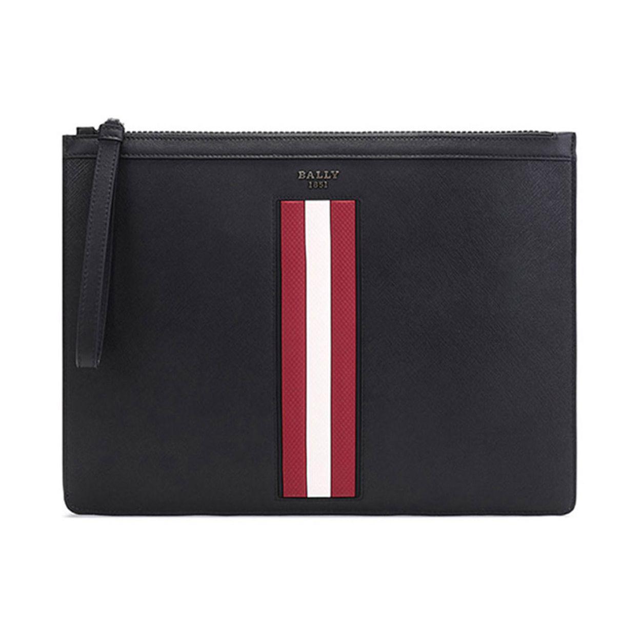 

Bally Bollis Classic Solid Color Business Commuter Simple Letter Leather Wallet Clutch Large Men Wallets Black 6238961-001 Basic Set (Bag+Dust Bag)