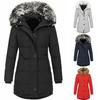Women's Clothing European and American Autumn and Winter New Women's Hooded Warm Slim Cotton-padded Jacket Long Solid Color Coat