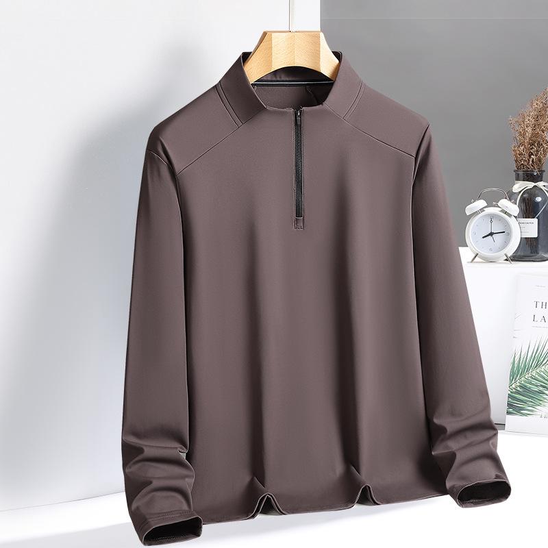 Fleece Ståkrage Halv dragkedja Nylon Dubbelsidig Hög elasticitet Långärmad T-shirt för underkläder och Sporttopp för ytterkläder