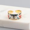 2026 New Colorful Eye Rings For Women White CZ Handmade Enamel Lovely Cat Unique Trendy Ring Party Fashion Jewelry