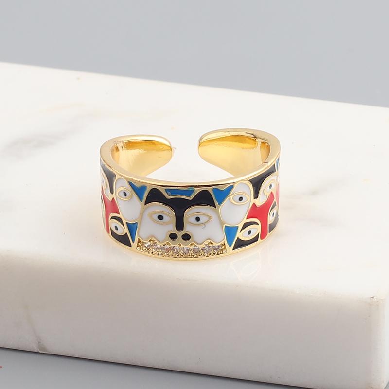 2026 New Colorful Eye Rings For Women White CZ Handmade Enamel Lovely Cat Unique Trendy Ring Party Fashion Jewelry