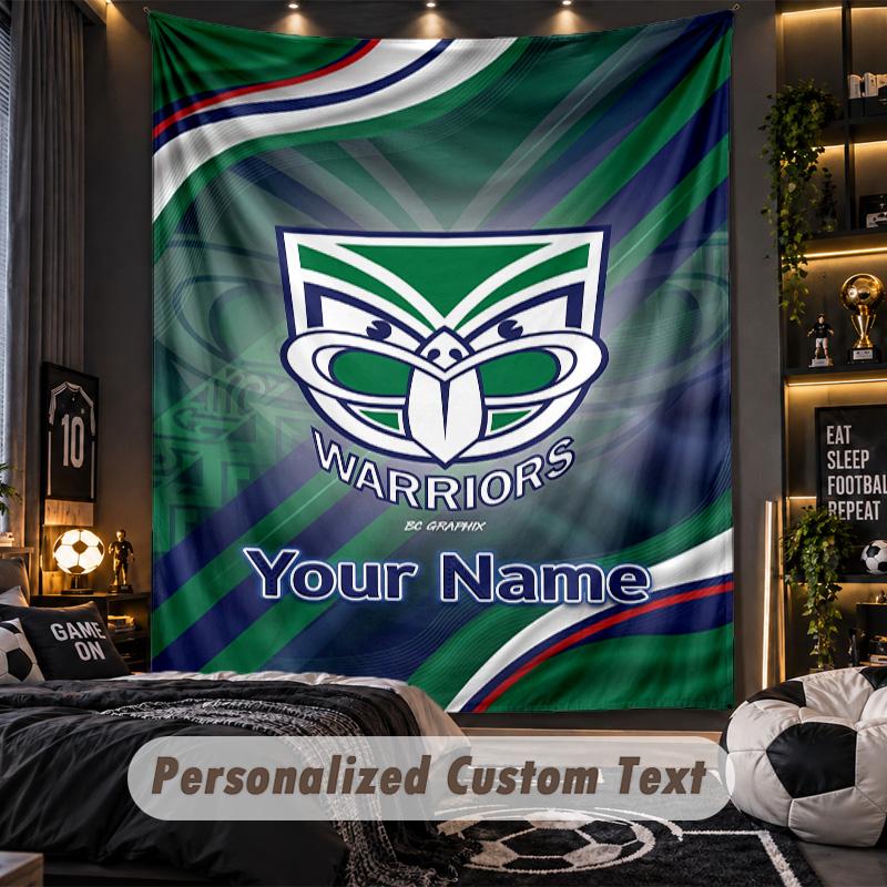 TapestryWigan Warriors Custom Name Text Personalized Wall Hanging Tapestry Home Wall Decor