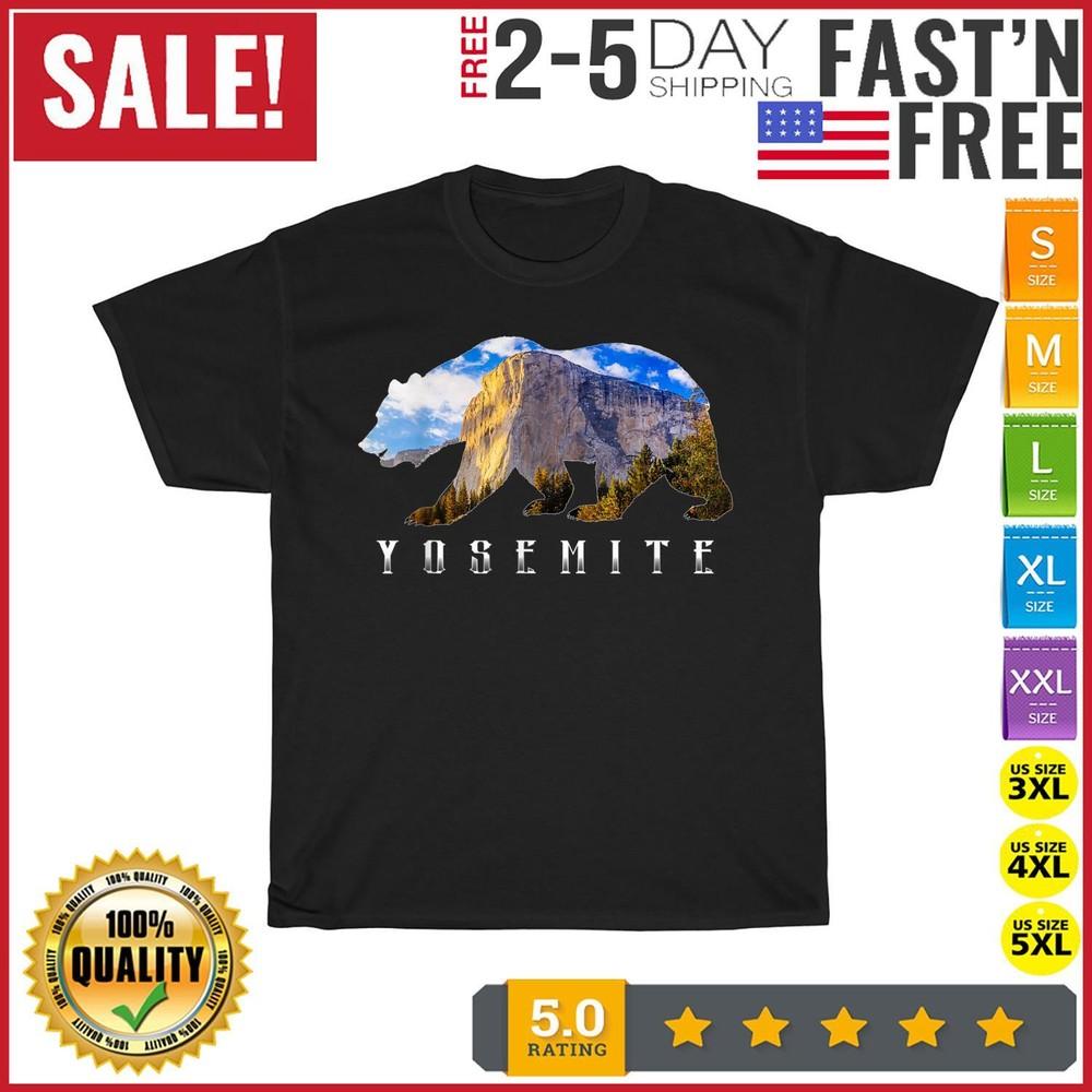 

California Bear with Yosemite National Park Image Souvenir T Shirt Men Women New L