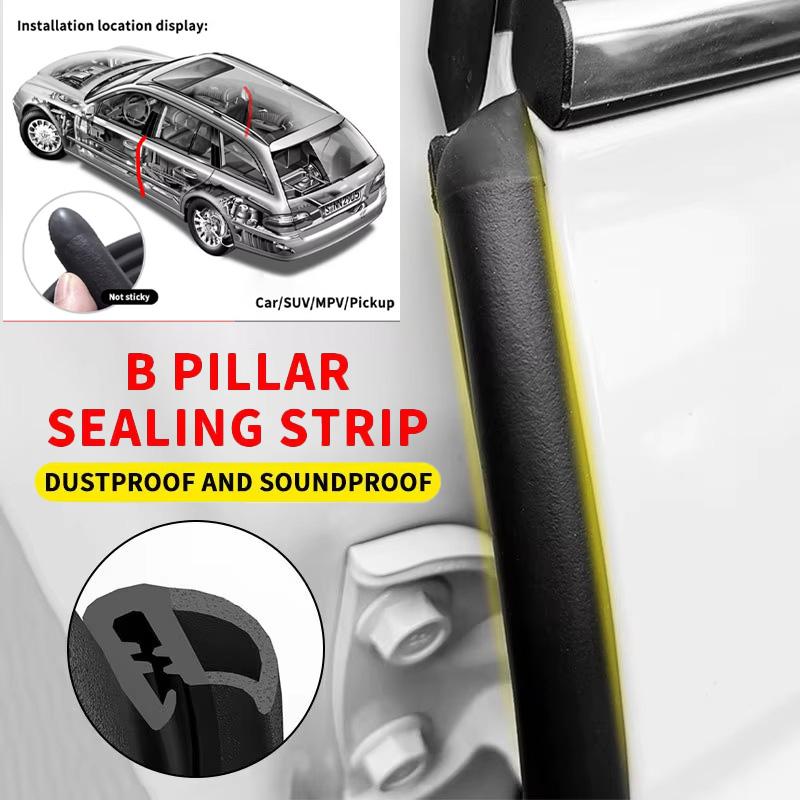 2m Car Door Edge Seal Strip Rubber B-Pillar Weatherstrip Auto Sealant Strips Soundproof Dustproof Universally Applicable for Car
