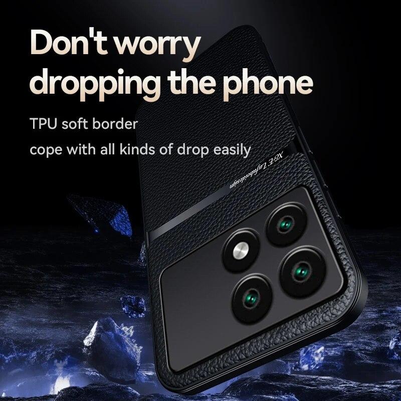 Magnetic Phone Case For Xiaomi POCO X6 Pro 5G Leather Texture Silicone Protection Shockproof Back Cover For POCO X5 Pro F5 Pro X4 C65