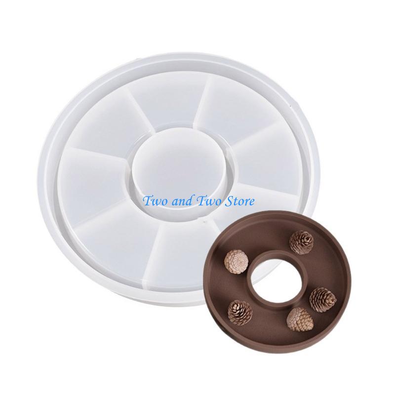 HX6F Silicone Dish Mold DIY Hollow Tray Moulds Unique Plate Molds Round Epoxy Molds Silicone Material for Hand-Making Lover