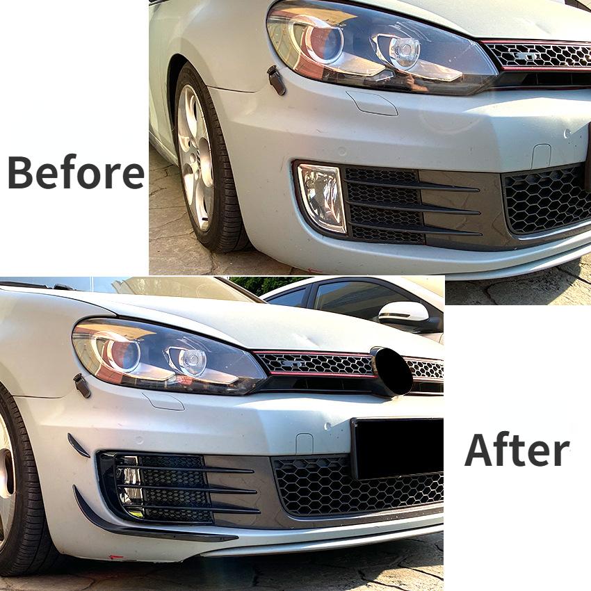 Front Bumper Canards Side Flare Fin Spoiler Splitter Apron Cover Body Kit For VW Golf 6 MK6 GTI GTD 2009-2013 Car