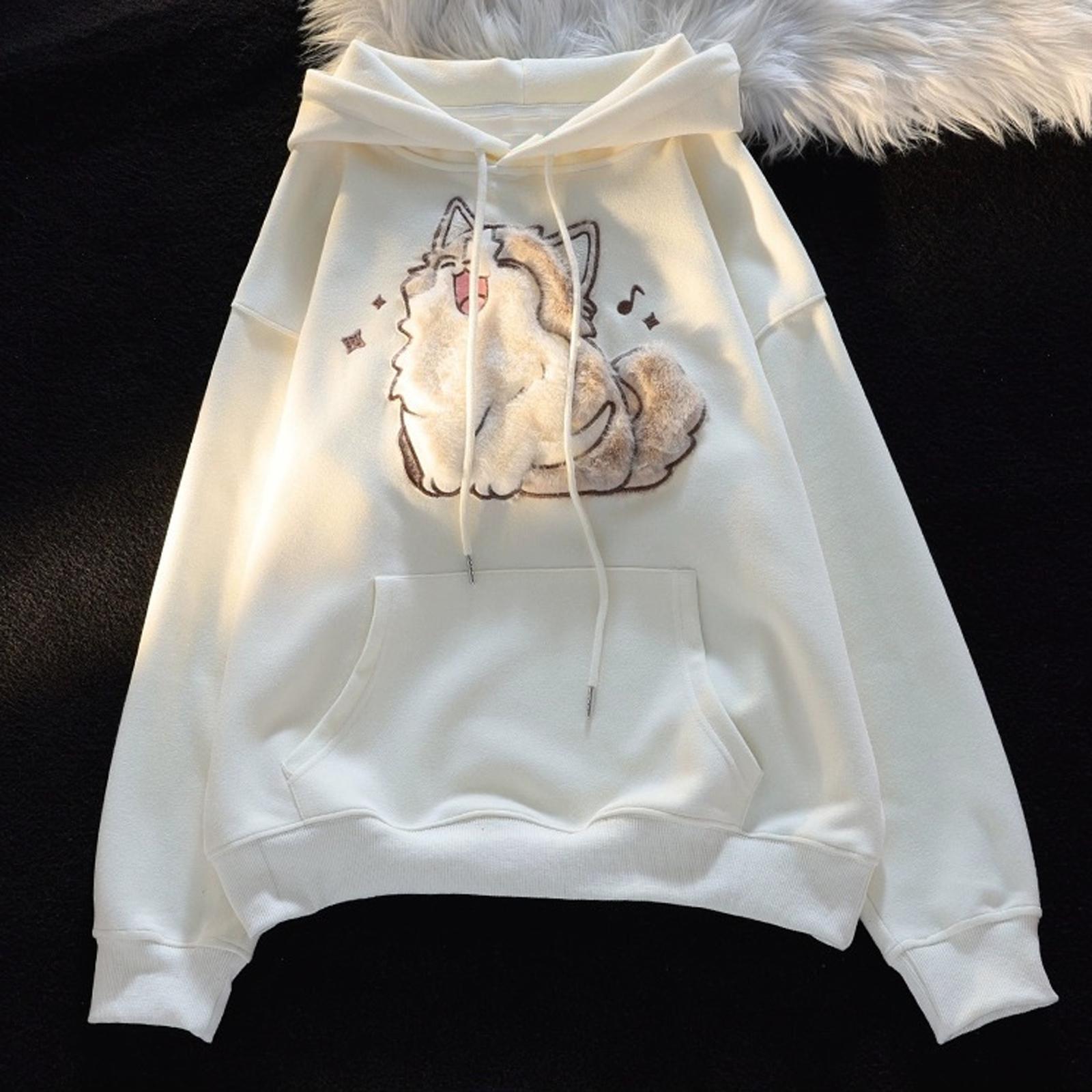 

Женская модная повседневная толстовка с длинным рукавом и круглым вырезом, пуловер, топ с карманами M бежевый