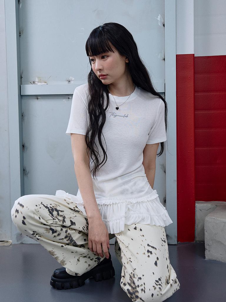 THE GREEN LAB Tiered Short Sleeve T-Shirt [Ivory]