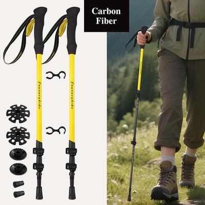 Trekingové hole z 3K karbonových vláken, Lehké turistické hole, Hole na nordic walking, vhodné pro turistiku, trekking, blátivý terén a sněhové prostředí