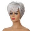 Parrucche Sintetiche Corte Grigio Argento da Donna per Acconciatura Femminile Donne Capelli Naturali Quotidiani Ricci Parrucche Resistenti al Calore