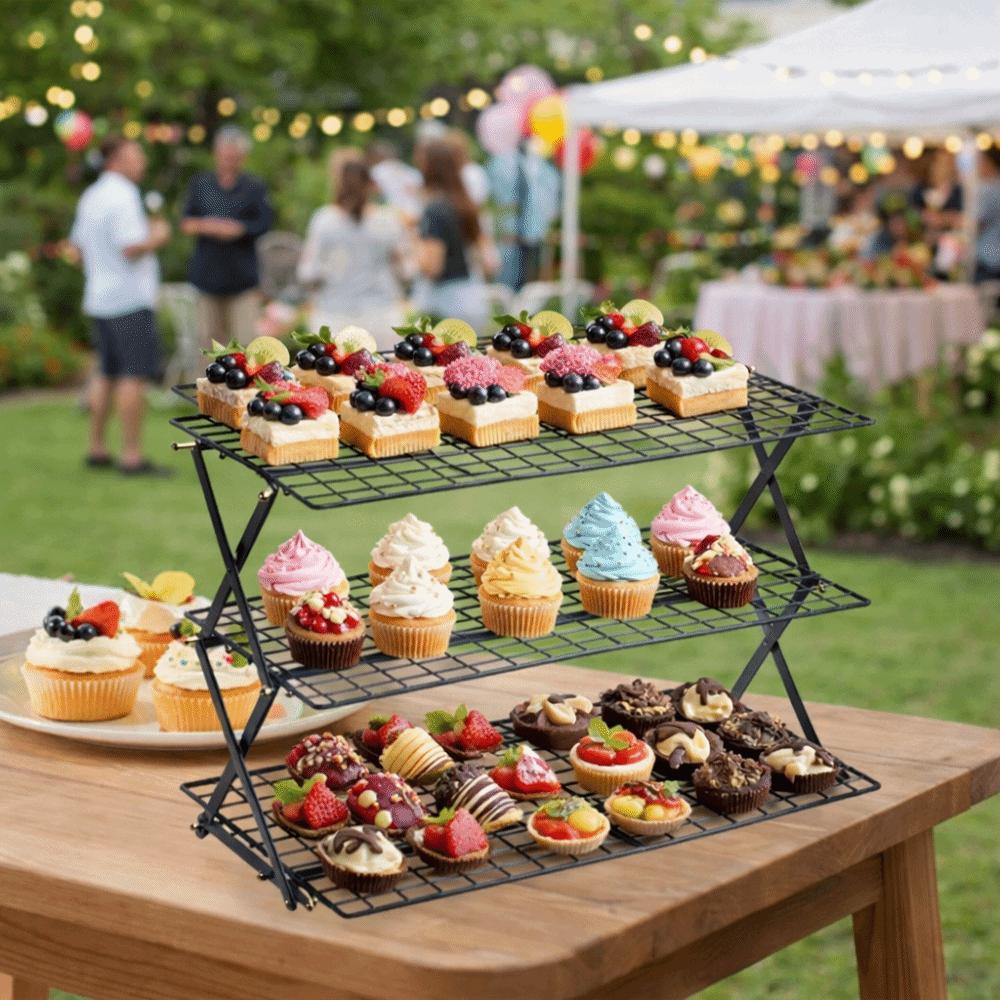 Multi-Purpose Multi Layer Collapsible Cooling Rack Non-stick Adjustable Bread Cooling Rack Mesh Folding Camping Rack Barbecue