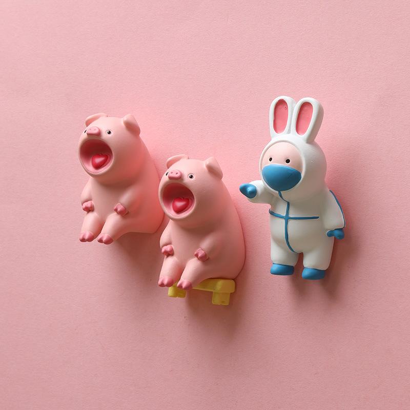 Open Mouth Sitting On The Bench Yellow Duck Elephant Panda Rhinoceros Animal Fridge Magnet Fridge Decoration Creative Gift