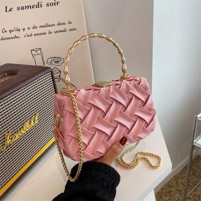 Weave Small Tote Bag With Metal Portable Newest Chain Women'S Designer Handbag Luxury Brand Shoulder Messenger Bag Phone Purse