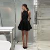 Vintage Stain Sexy Backless Halter Black Short Dress Women's Backless Pocket Short Dresses Female Birthday Party Evening Summer Dress