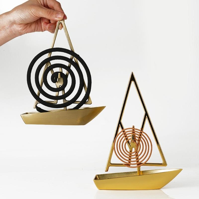 Sailing Shape Insect Coil Holder Metal Coil Incenses Burners Hanging Incenses Holder Rack for Home and Office Desktop