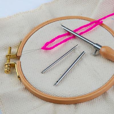 5 Stück Holzgriff Stanznadel Set 2,5 mm / 3,5 mm / 5 mm Schneider Ahle Set Sticknadeln Nähen