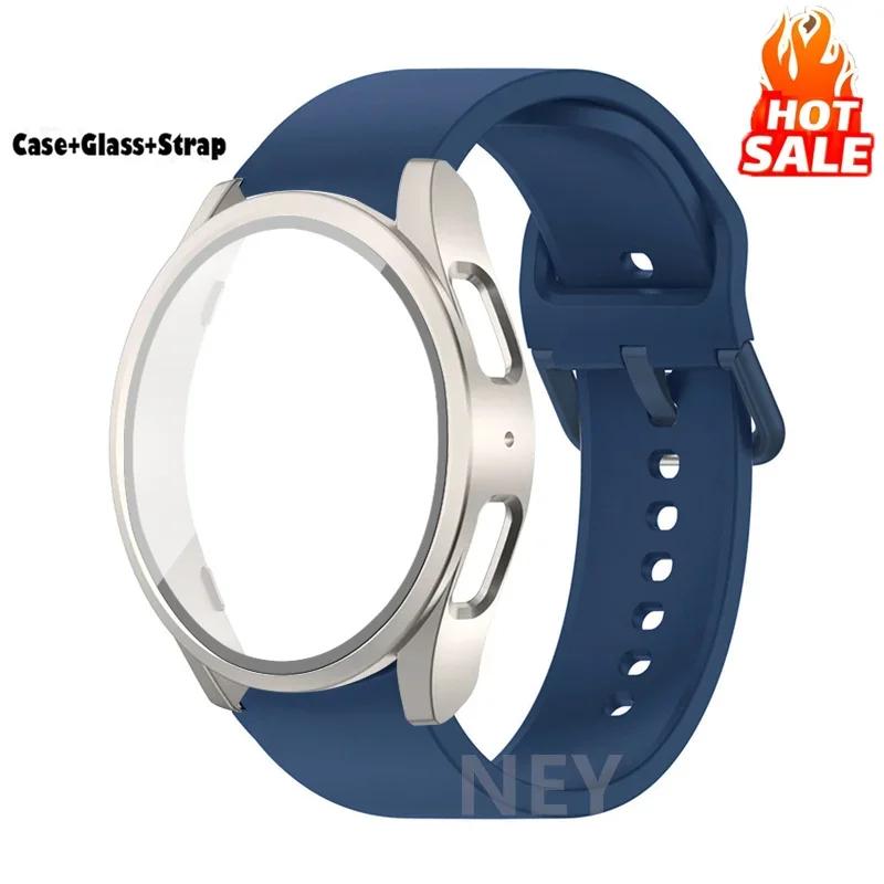 Lot de 2 Verre Trempé+Coque+Bracelet Pour Samsung Galaxy Watch 7 6 5 4 40mm 44mm Housse Protectrice d'Écran en PC Bracelet Galaxy Watch 6 7 5