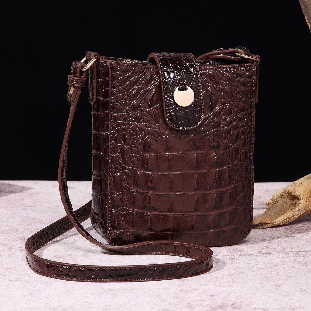 Nová Evropská a Americká Retro Crossbody Kabelka na Mobilní Telefon Peněženka Brahmin Vzor Krokodýla