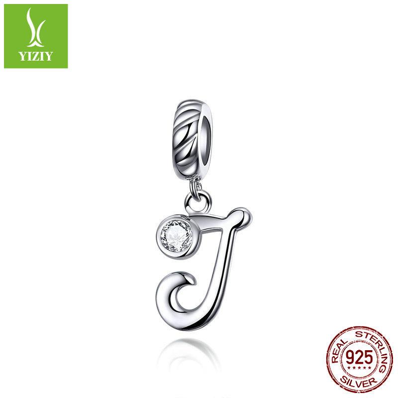 26 Letter Charm 925 Sterling Silver Pendant Korean Fashion Beaded Bracelet Silver Jewelry Accessories