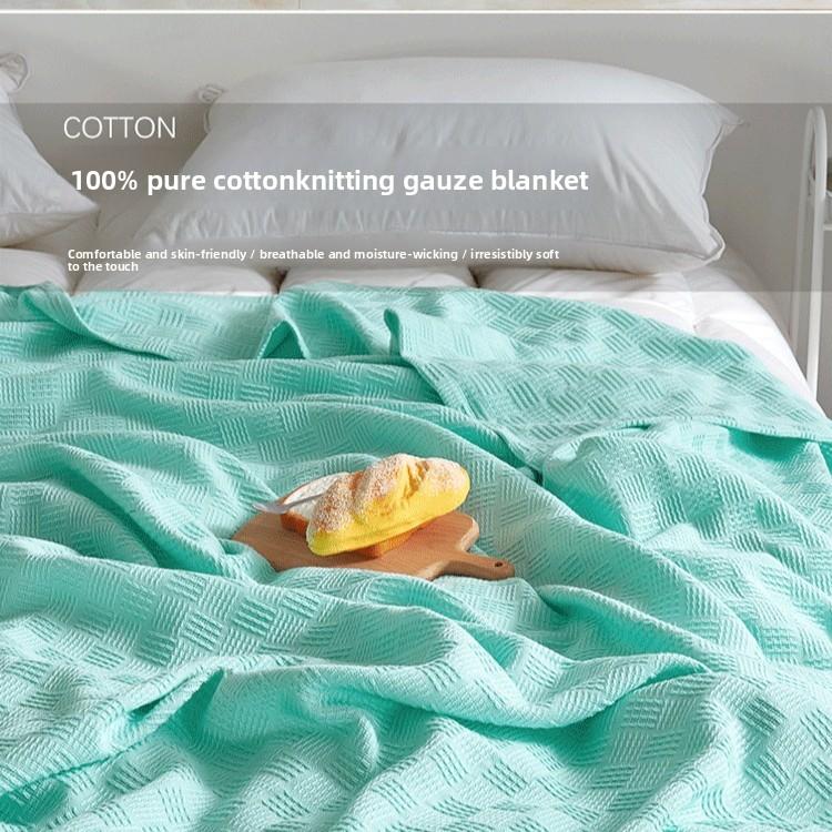 100% Cotton Wa Ffle Weave Blanket for Summer Air Conditioning Lightweight Towel Blanket