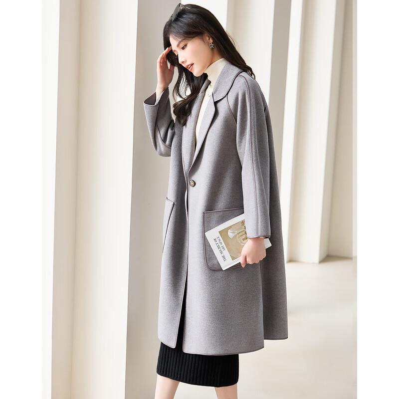 Demana Women's Single-Button Lapel Double-faced Wool Coat