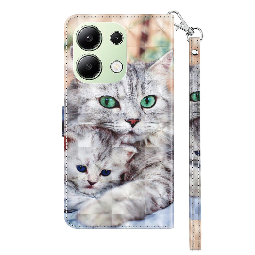 For Xiaomi Redmi Note 13 4G Leather Case 3D Pattern Printing Phone Wallet Cover