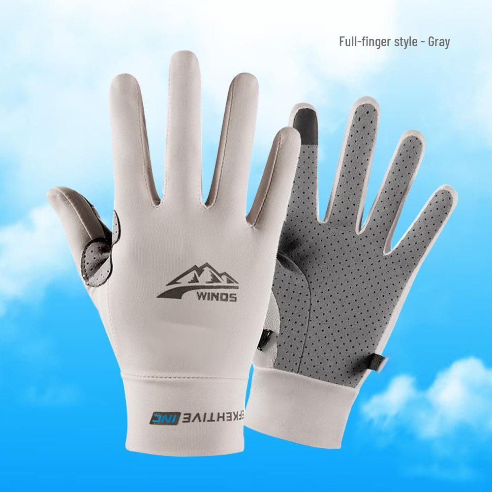 Unisex Sun Protection Ice Silk Gloves - Non-Slip, Breathable, Touchscreen-Friendly for Driving, Cycling, Fishing.
