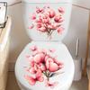 Pink Flowers Toilet Sticker Bathroom Toilet Cover Sticker Wall Stickers Wc for Home Decoration 30x30cm 2 Sheets
