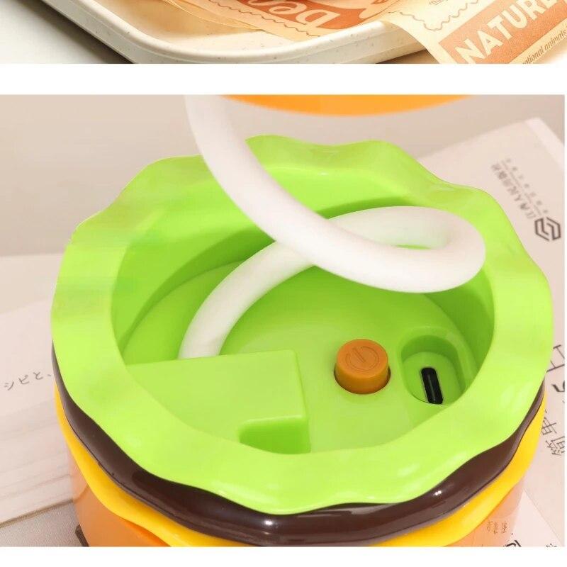 Burger-Schreibtischlampe, wiederaufladbare Burger-Lampe, kleine Tischlampen mit verstellbarem Hals, Hamburger-Schreibtischlampe, Schlafzimmerdekoration, Geschenk für Kinder