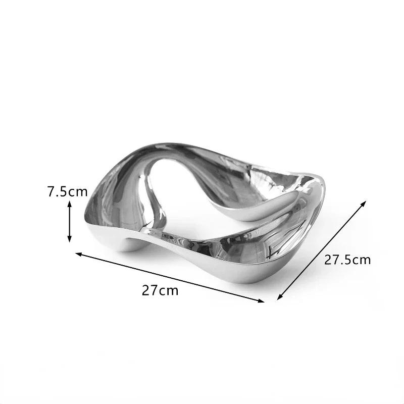 Nordic Serving Serveware Dish Stainless Steel Living Room Home Fruit Snack Bowl Plate Dinner Table Decorative Plate Candy Tray