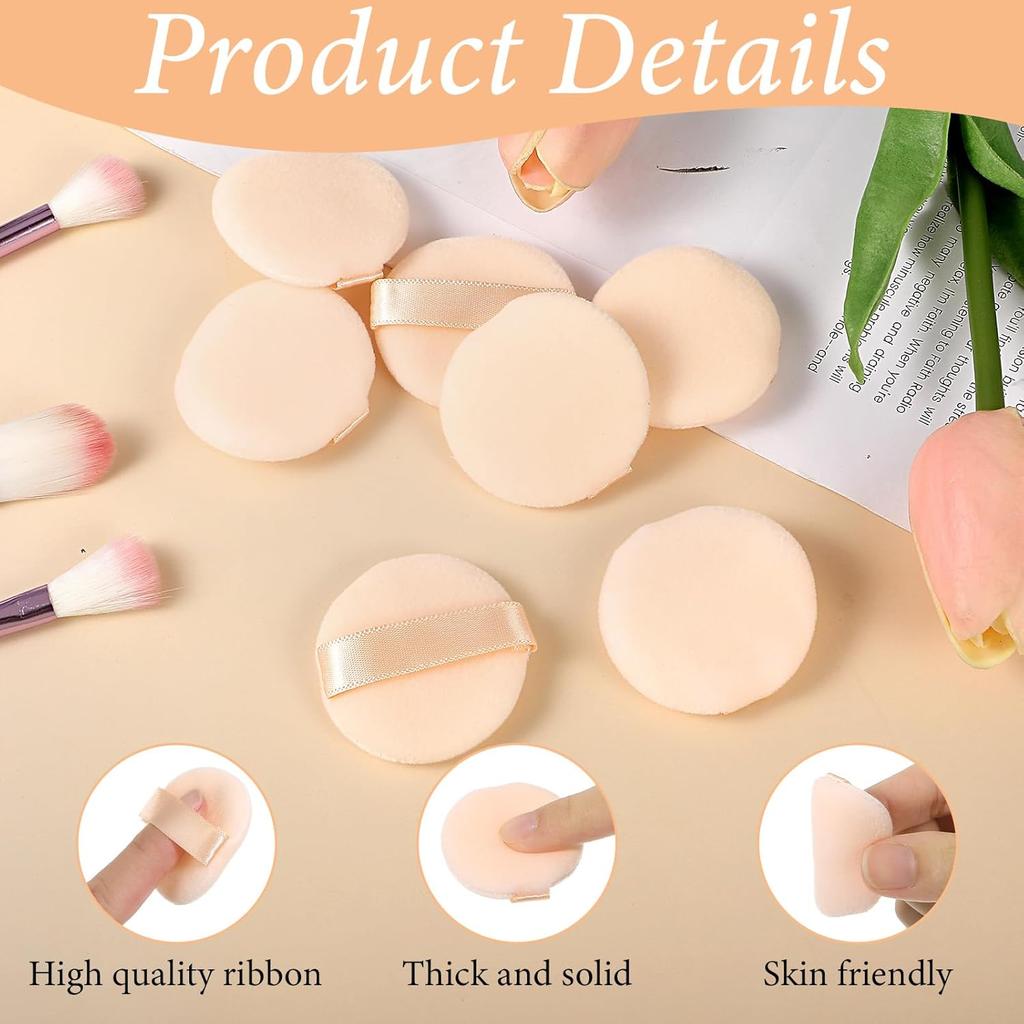 12 PCS Soft Microfiber Small Powder Puff, 1.5 Inches Small Powder Puff Mini Washable Powder Pact Makeup Sponges Finger-Sized for Women Face Sponge