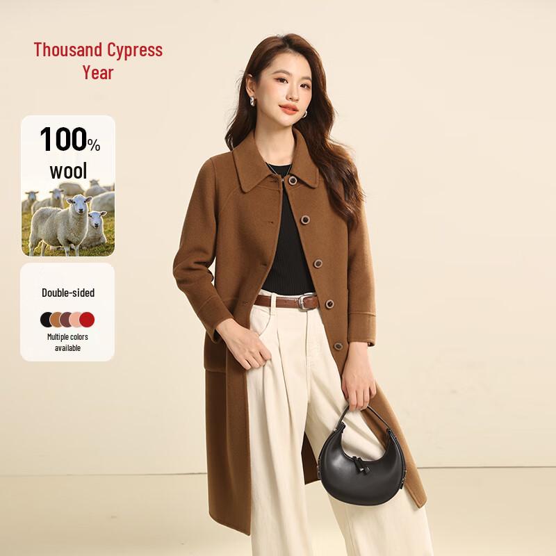 

Women s Pure Wool Double-Sided Lapel Long Coat M
