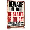 Vintage Beware Of Dog And Cat Metal Sign Rustic Iron Wall Decor Distressed Finish For Home Bar 8x12 Inch