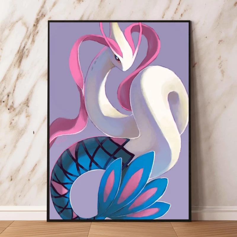 Eeveelutions Decorative Painting Cute Eevee and With Floral Elements High  Quality Wall Art for Home Decor Classic