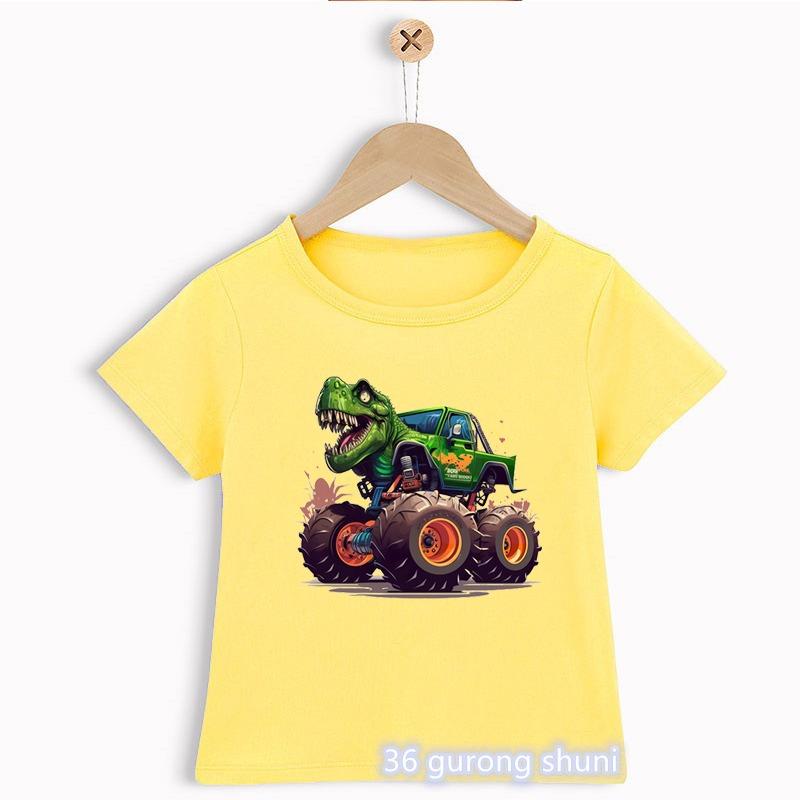 Funny Monster Truck T Rex Tshirt For Girls/Boys Harajuku Kawaii Kids Clothes Cute Dinosaurs T Shirt Children'S Clothing T-Shirt