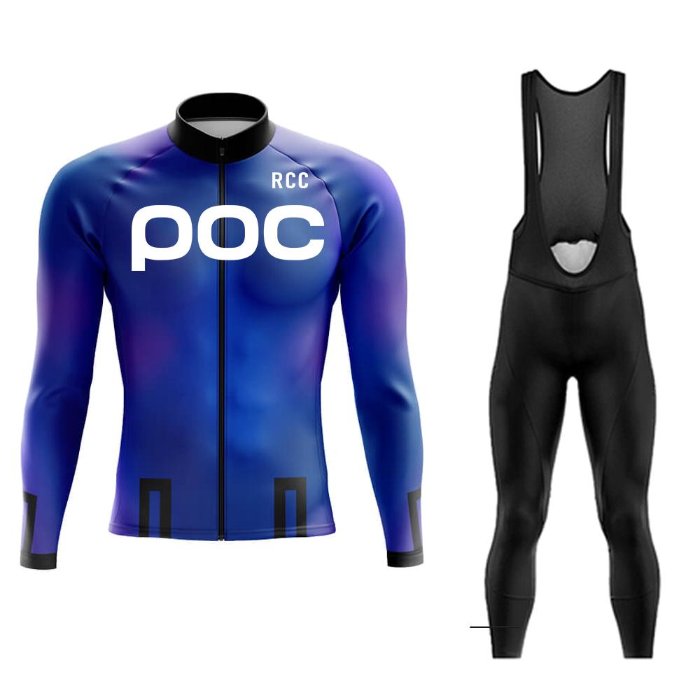 RCC POC Cycling Team Men's Cycling Jersey Long Sleeve Set MTB Bike Clothing Tenue Velo Homme Bicycle Wear