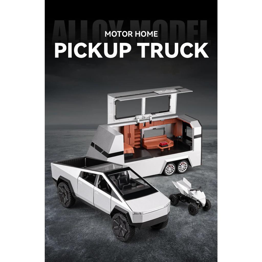 1/24 Tesla Cybertruck Off Road Truck Alloy Metal Diecast Car Model Sound Light Hobby Collectible Birthday Gifts for Boyfriend Children