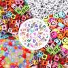 200pcs Mixed Letter Acrylic Beads Round Flat Alphabet Spacer Beads For Jewelry Making Handmade Diy Bracelet Necklace