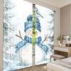 2pcs 2D Flat Printing Christmas Party Curtain Blue Snowman and Bird 100% Polyester Fabric Without Electricity Birthday Party for