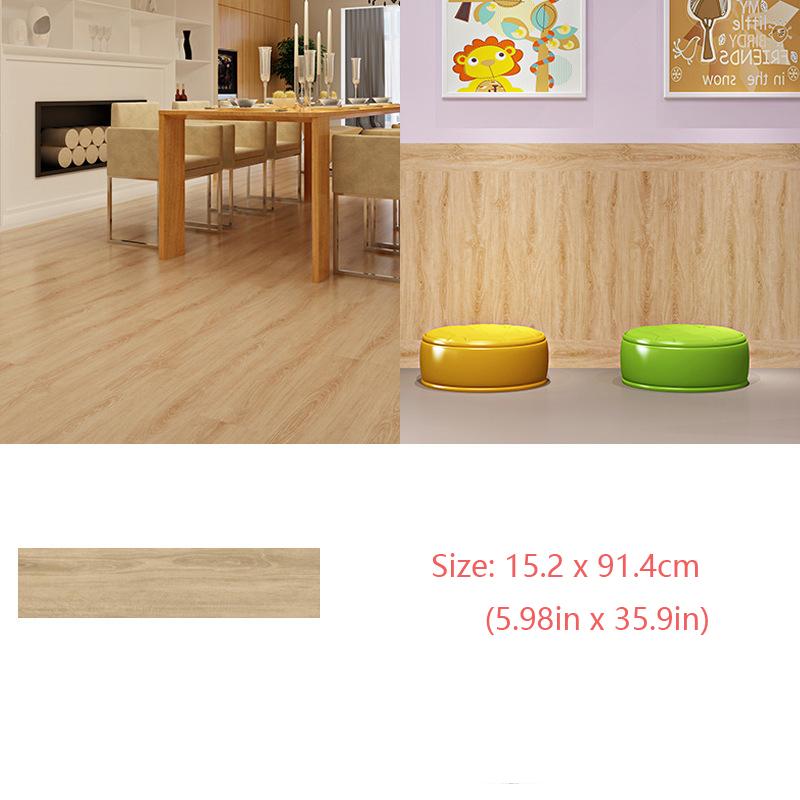 Self-Adhesive Wood Grain Floor Wallpaper Waterproof Wall Sticker Bedroom Living Room Toilet Kitchen Home Decor Floor Sticker