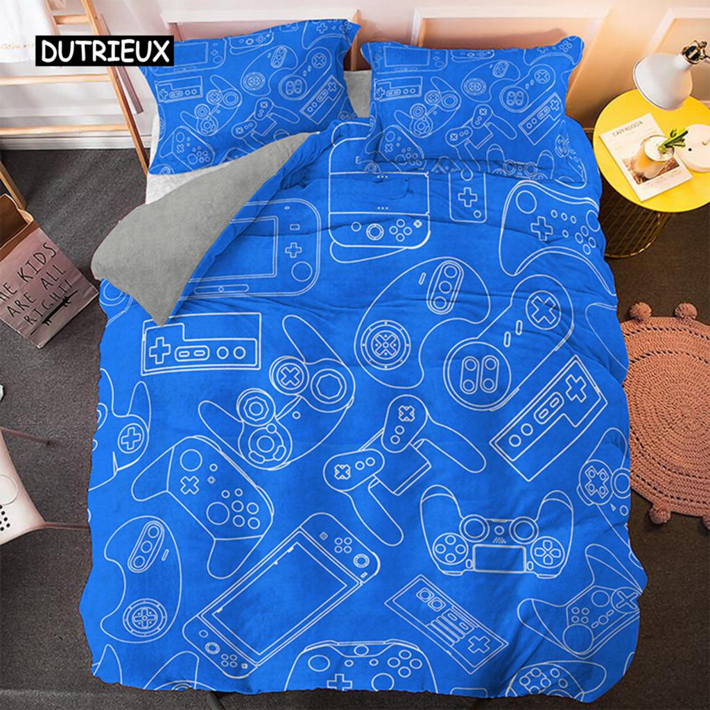 Gamer-Bettwäsche-Set für Jungen, Gamer-Bettdecke, Bettbezug, Gaming-Themen-Schlafzimmerdekor, Einzel- und Kingsize-Polyester-Bettwäsche-Set, Heimtextilien